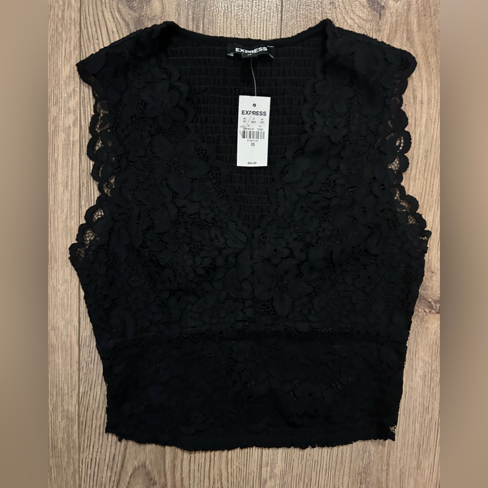 Express Black Lace Sleeveless Tank Top